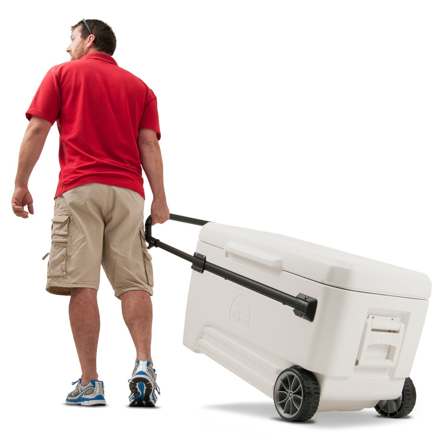 COOLER ICE CHEST WITH WHEELS CAMPING GEAR TRAVEL ROLLING HARD COLEMAN COOLERS ~~