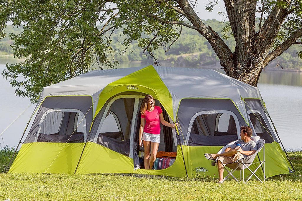 Family enjoying their Core 12 person camping tent